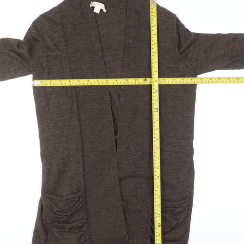 KENAR Women's Brown Merino Wool Open Cardigan Size S