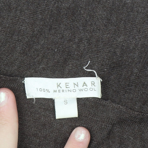 KENAR Women's Brown Merino Wool Open Cardigan Size S
