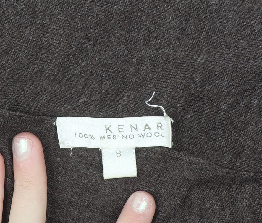 KENAR Women's Brown Merino Wool Open Cardigan Size S