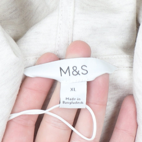 Marks and Spencer Womens Beige XL Pullover Hoodie Cotton Blend