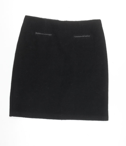 Marks and Spencer Women Black Wool Blend Pencil Skirt Size 10