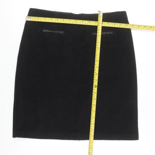 Marks and Spencer Women Black Wool Blend Pencil Skirt Size 10