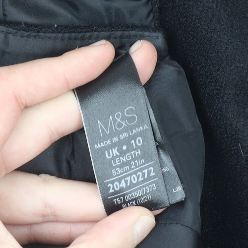 Marks and Spencer Women Black Wool Blend Pencil Skirt Size 10