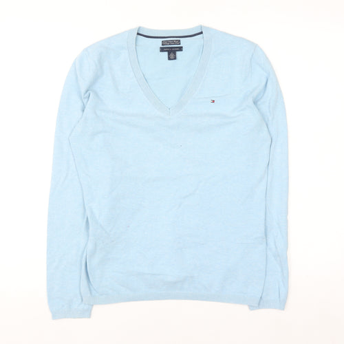 Tommy Hilfiger Men's Blue V-Neck Cotton Pullover Jumper M