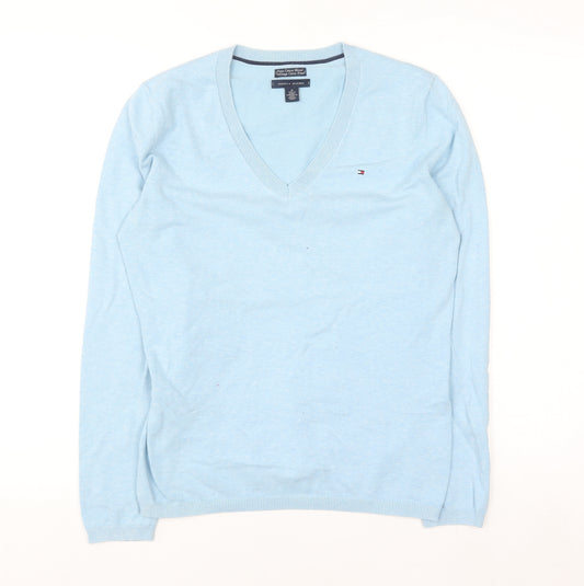 Tommy Hilfiger Men's Blue V-Neck Cotton Pullover Jumper M