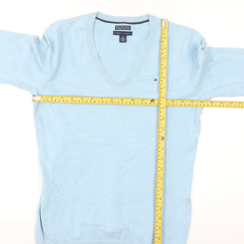 Tommy Hilfiger Men's Blue V-Neck Cotton Pullover Jumper M