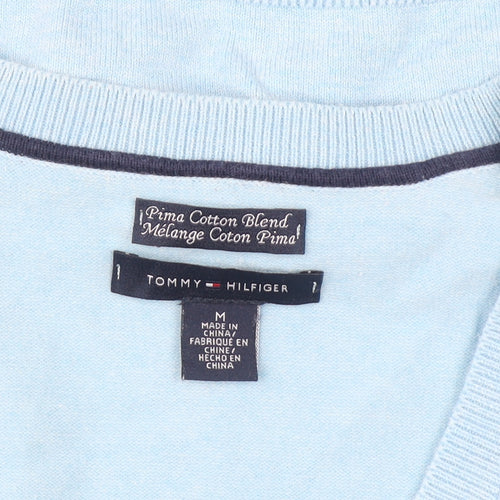 Tommy Hilfiger Men's Blue V-Neck Cotton Pullover Jumper M