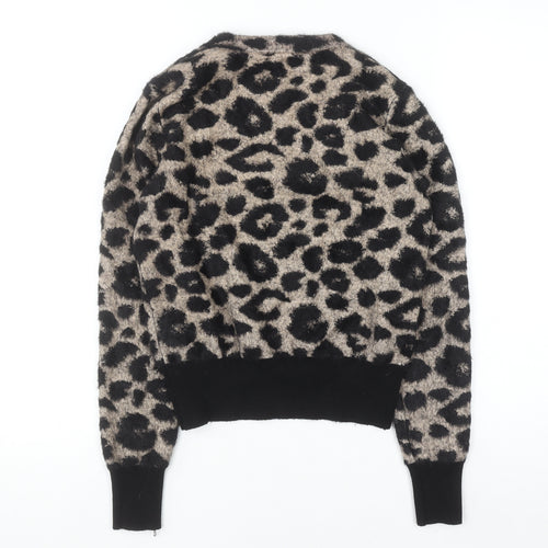ZARA Women Beige Leopard Print Knit Jumper Size S