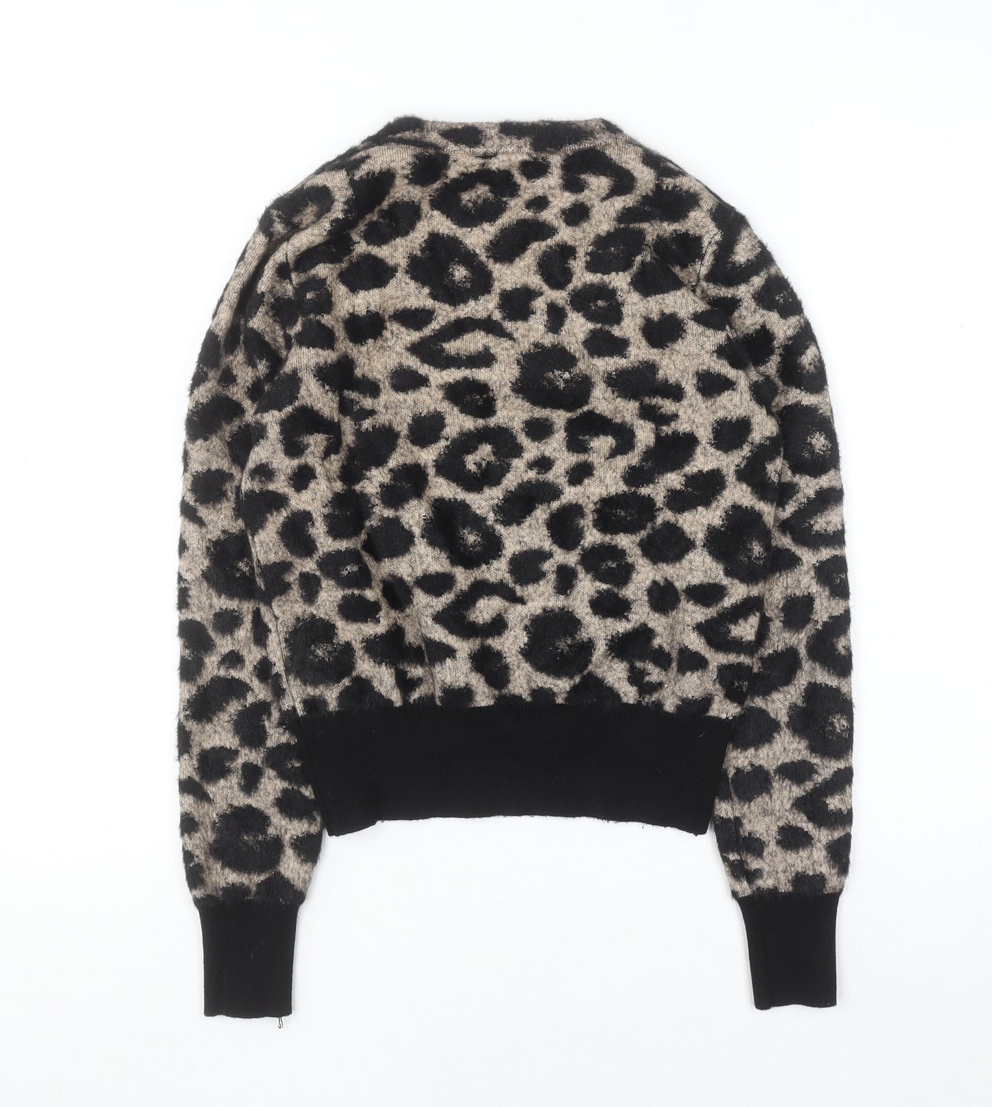 ZARA Women Beige Leopard Print Knit Jumper Size S