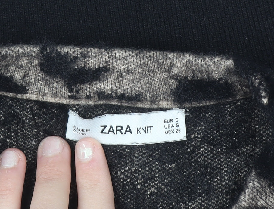 ZARA Women Beige Leopard Print Knit Jumper Size S