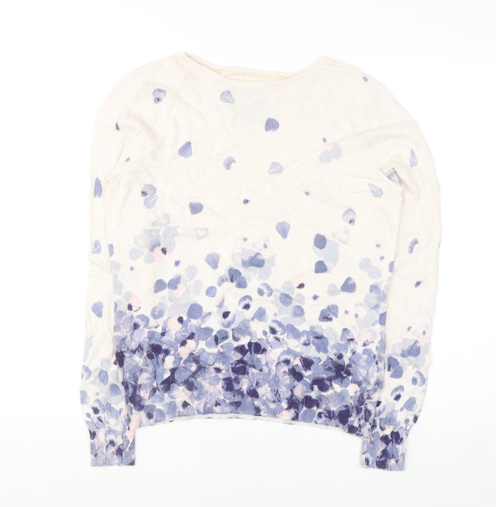 RJR John Rocha Women's Multicoloured Floral Cotton Cashmere Pullover Jumper Size 14