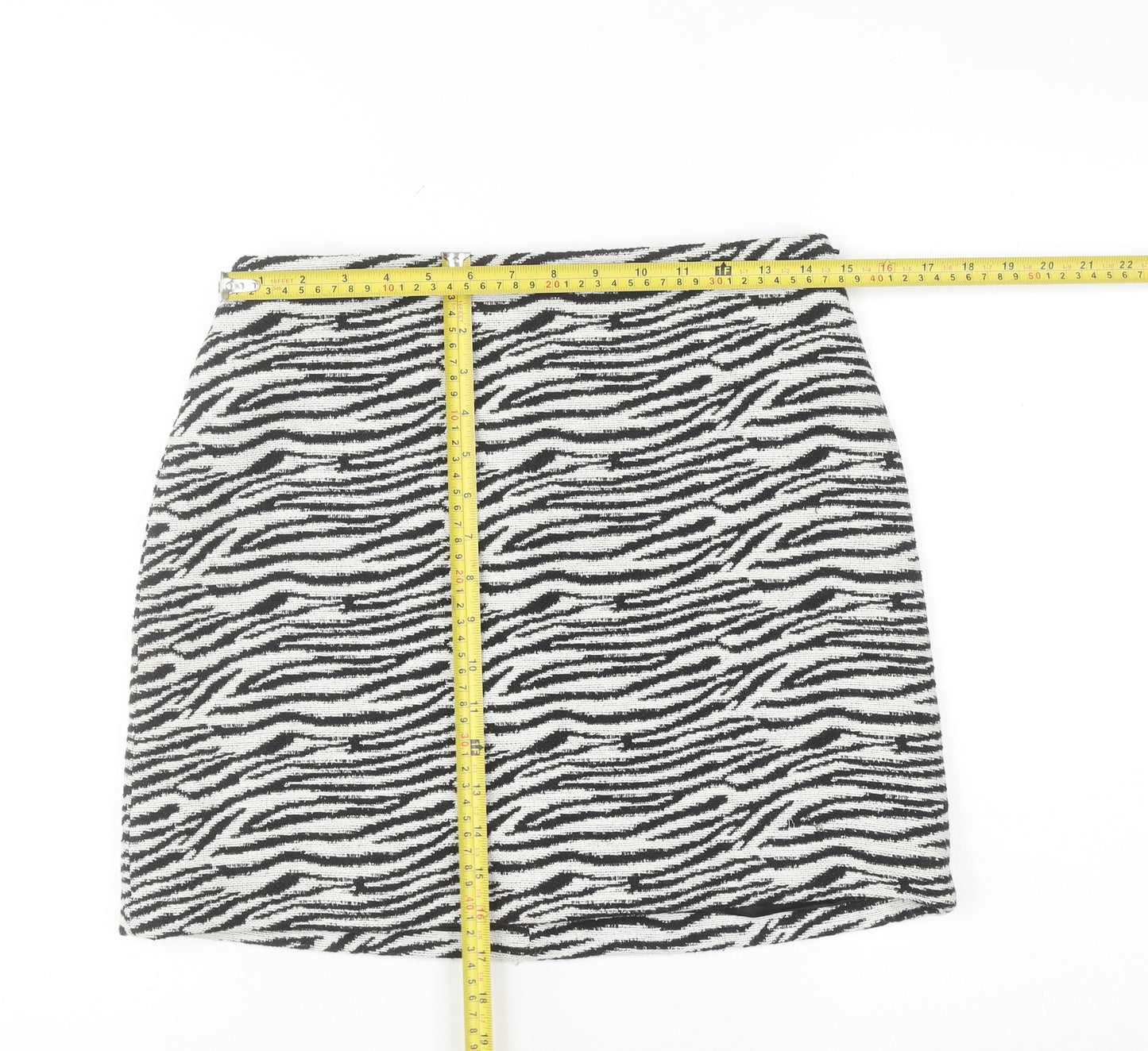 Karen Millen Women’s Black Animal Print Tweed Pencil Skirt UK 10
