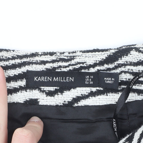 Karen Millen Women’s Black Animal Print Tweed Pencil Skirt UK 10