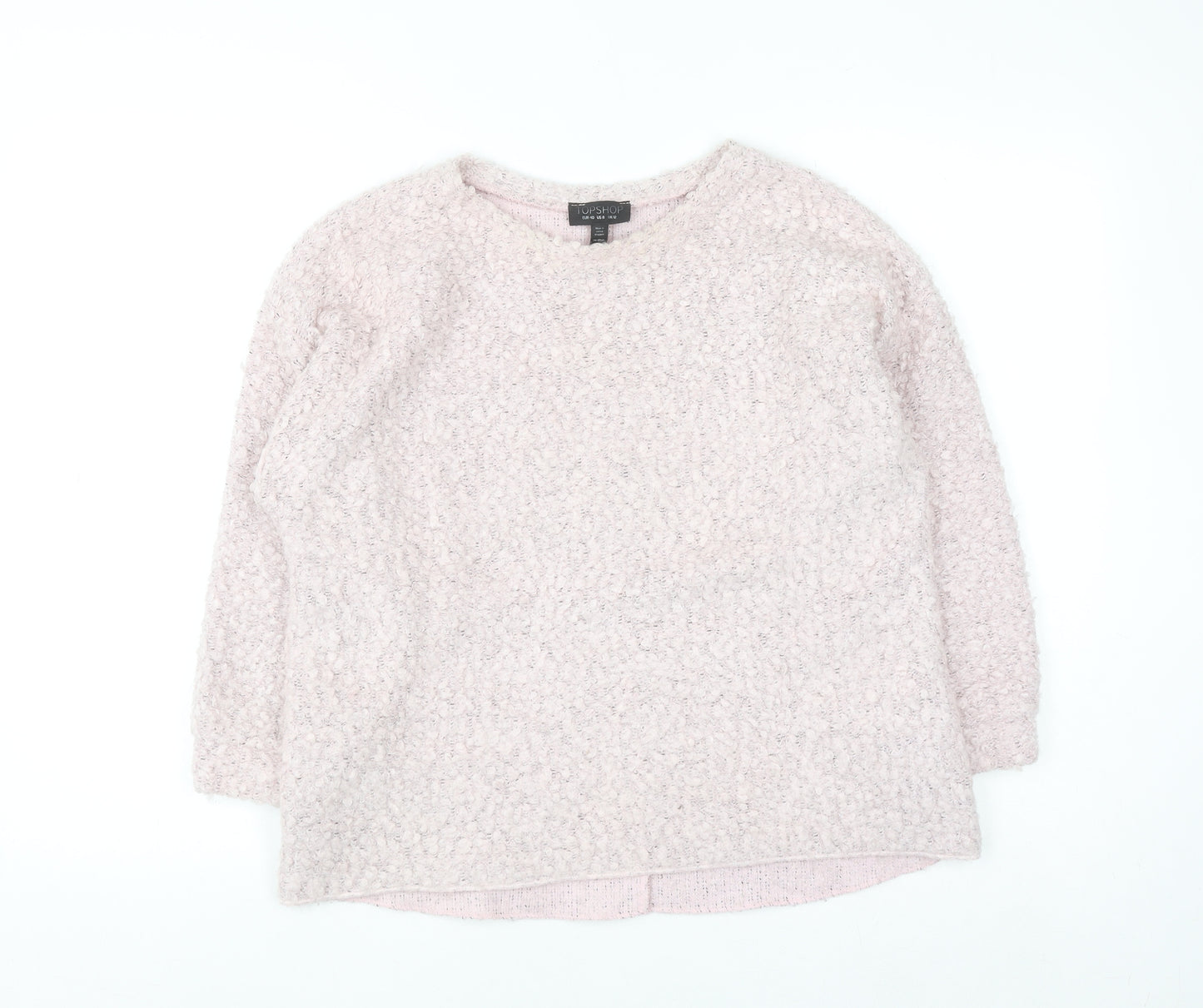 Topshop Women Pink UK 12 Chunky Knit Pullover Jumper