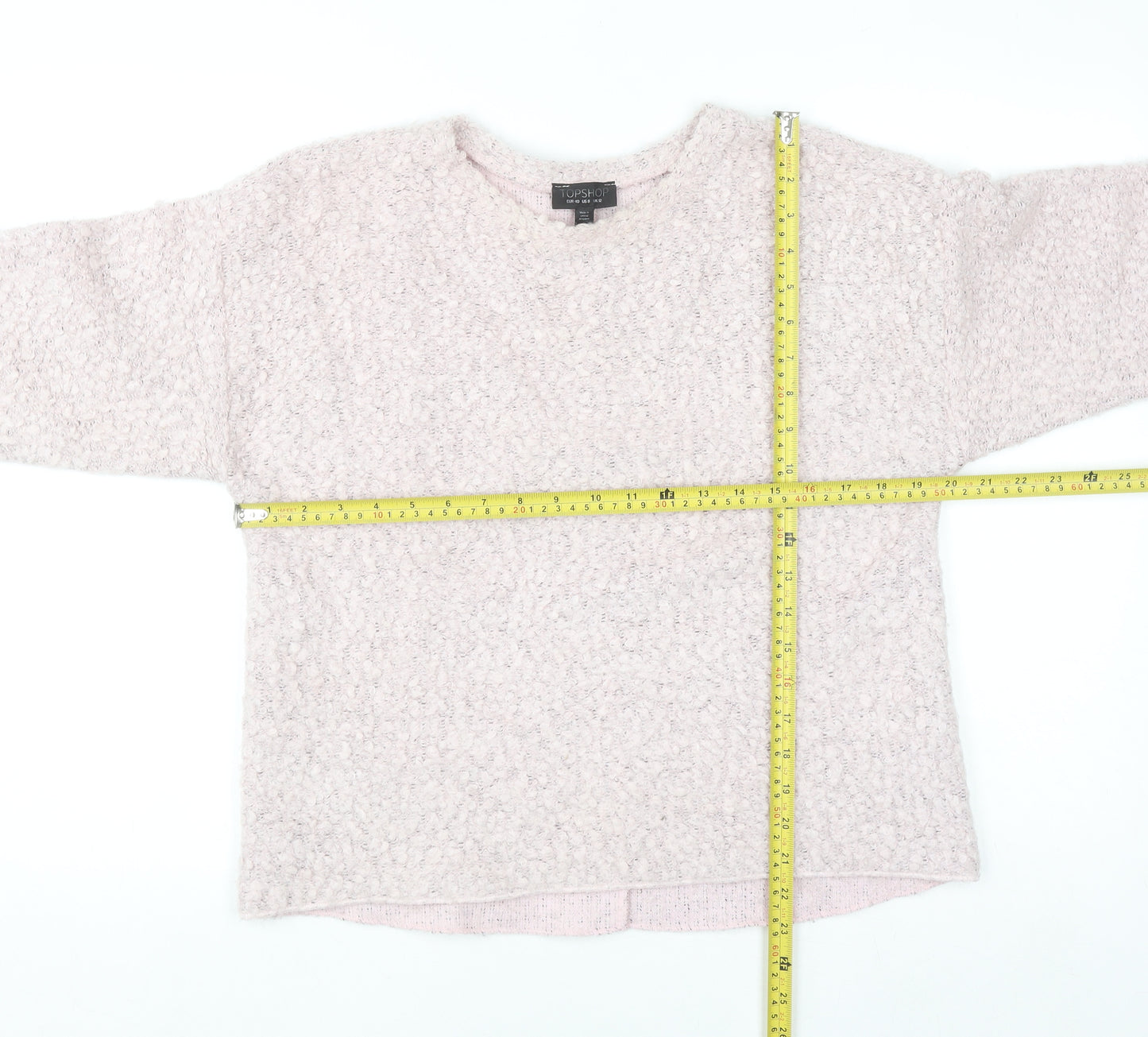 Topshop Women Pink UK 12 Chunky Knit Pullover Jumper