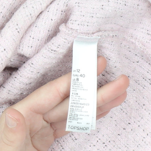 Topshop Women Pink UK 12 Chunky Knit Pullover Jumper