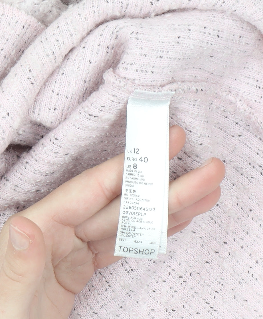 Topshop Women Pink UK 12 Chunky Knit Pullover Jumper