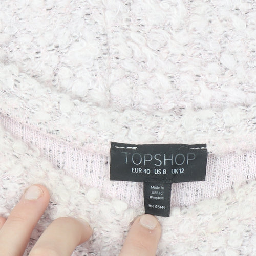 Topshop Women Pink UK 12 Chunky Knit Pullover Jumper