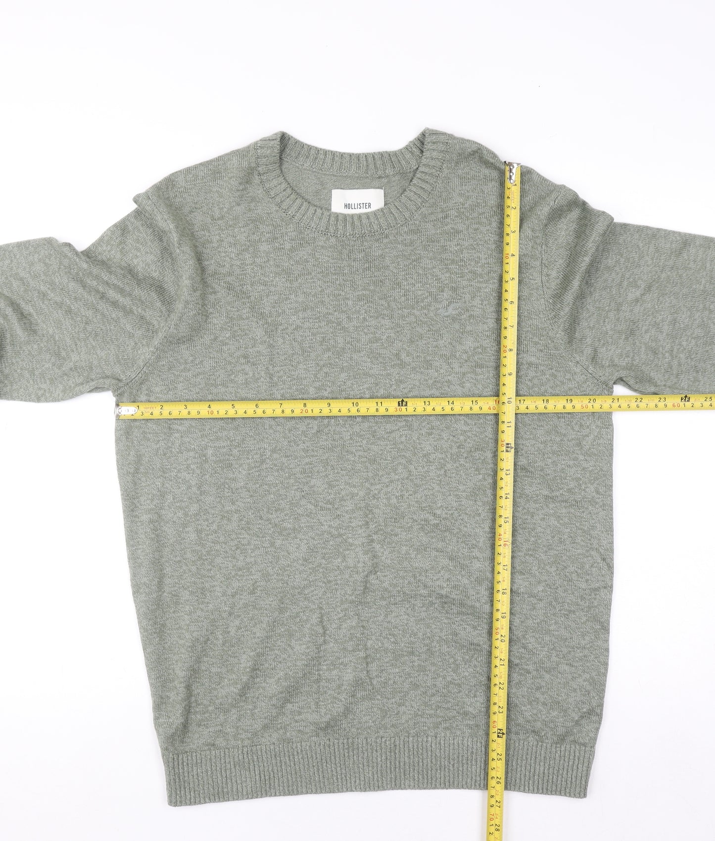 Hollister Mens Grey Cotton Blend Crew Neck Pullover Jumper XL