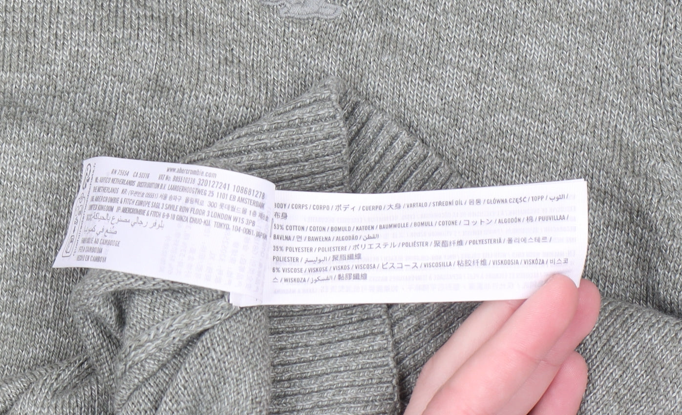 Hollister Mens Grey Cotton Blend Crew Neck Pullover Jumper XL