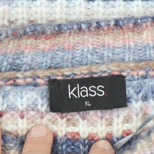 Klass Women's Multicoloured XL Striped Chunky Knit Jumper