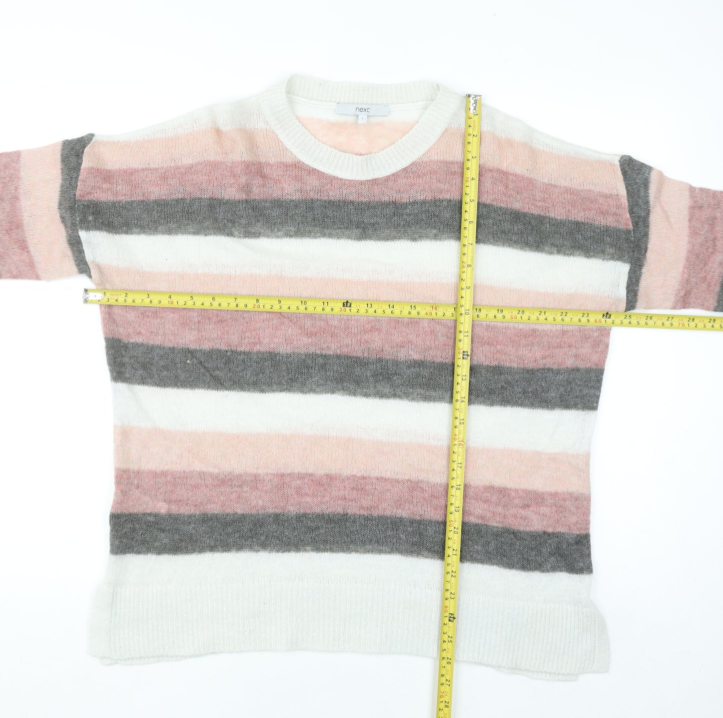 Next Men’s Multicoloured Striped Wool Blend Pullover Jumper Size L