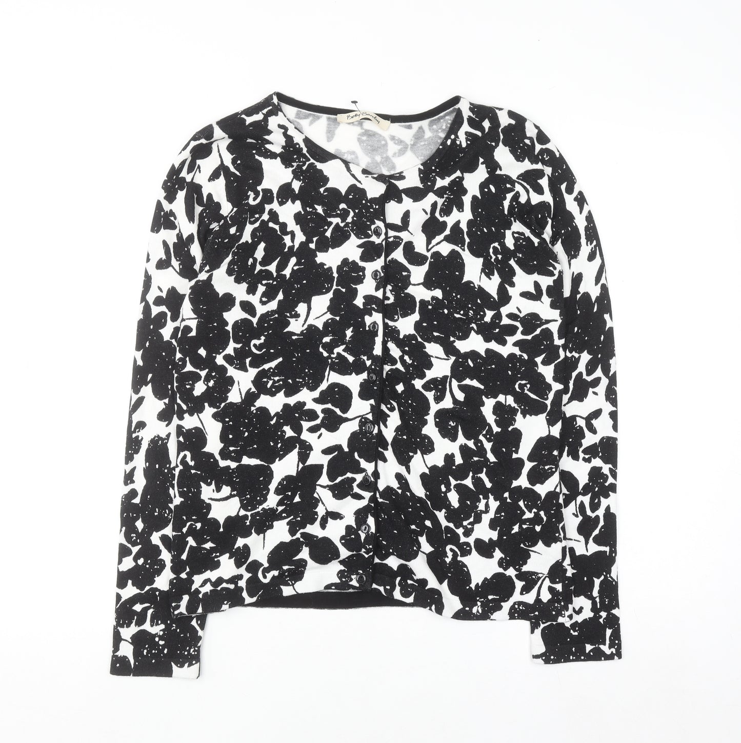 Betty Barclay Women's Black Floral Knit Cardigan Size 10