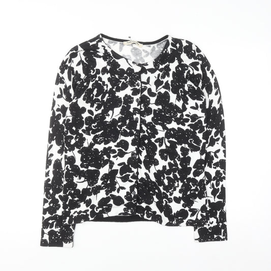 Betty Barclay Women's Black Floral Knit Cardigan Size 10