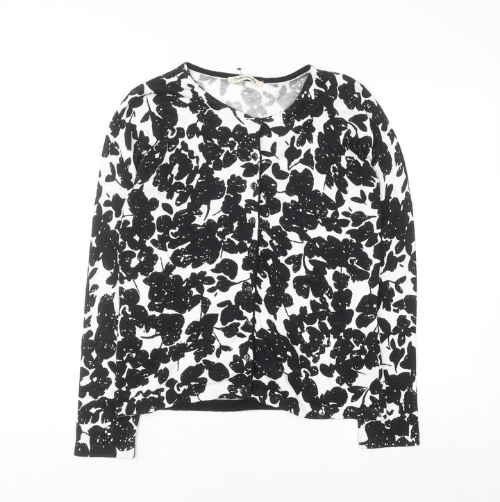 Betty Barclay Women's Black Floral Knit Cardigan Size 10