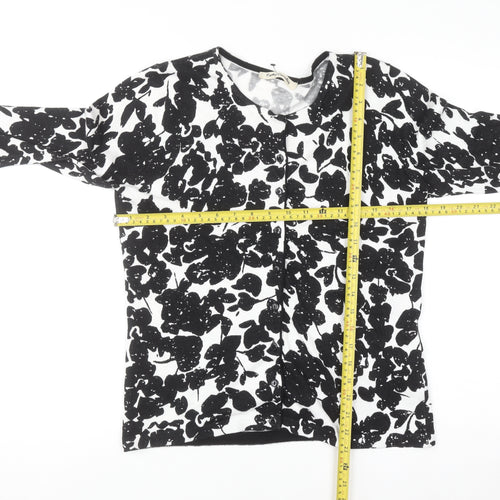 Betty Barclay Women's Black Floral Knit Cardigan Size 10