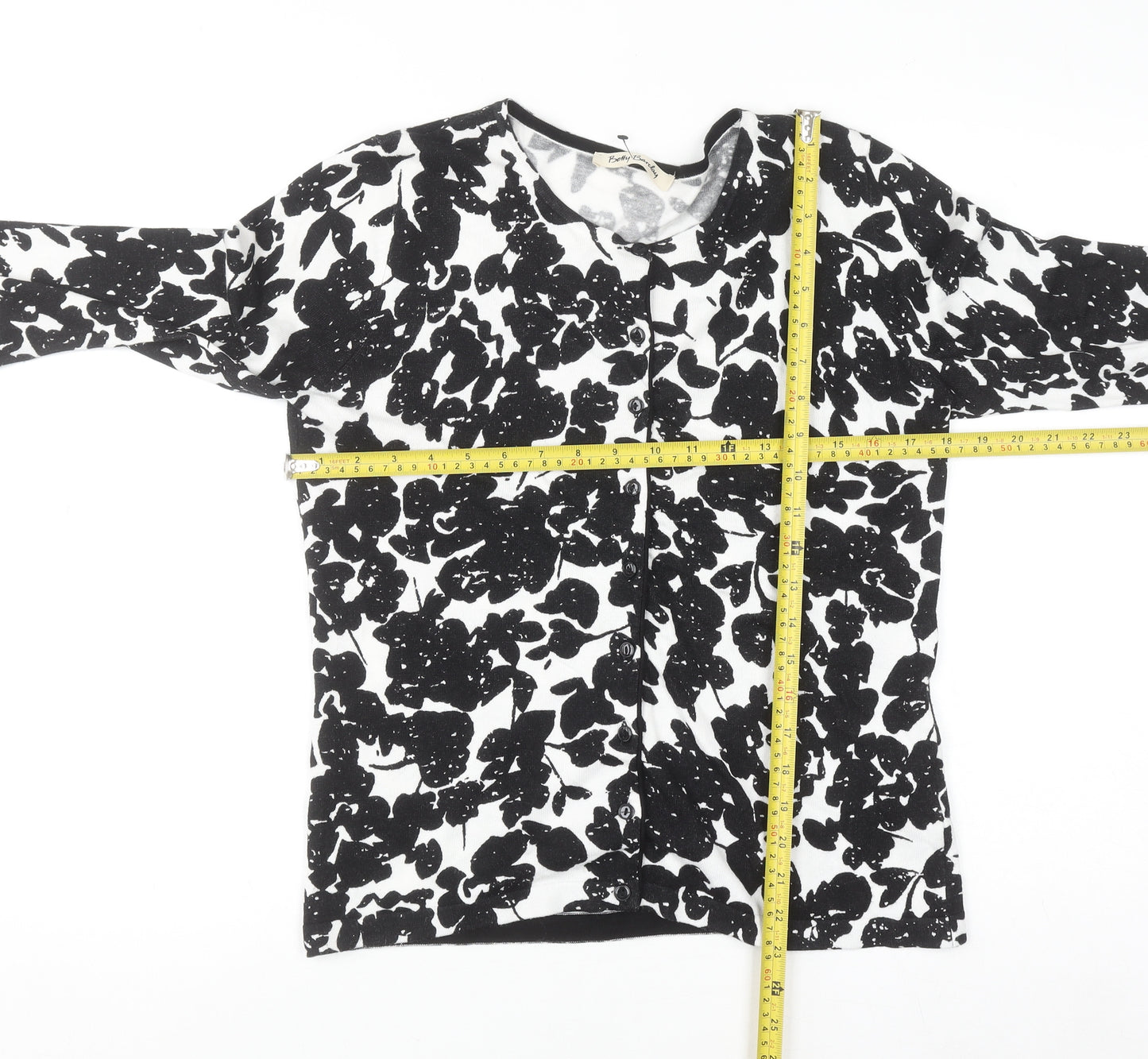 Betty Barclay Women's Black Floral Knit Cardigan Size 10