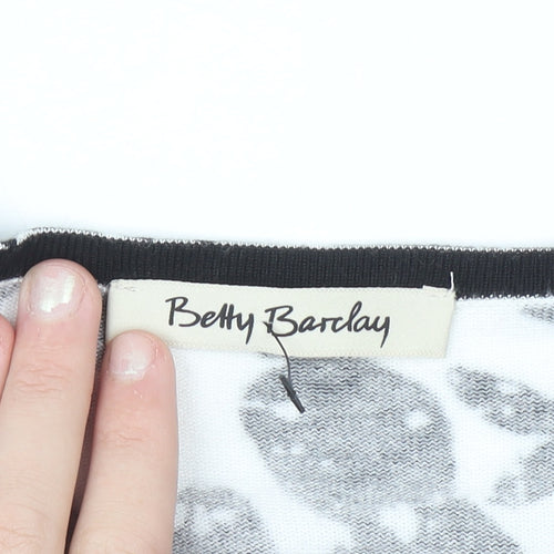 Betty Barclay Women's Black Floral Knit Cardigan Size 10