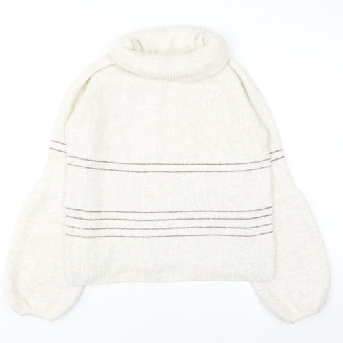 AND/OR Women’s Ivory Roll Neck Striped Knit Jumper Size 8