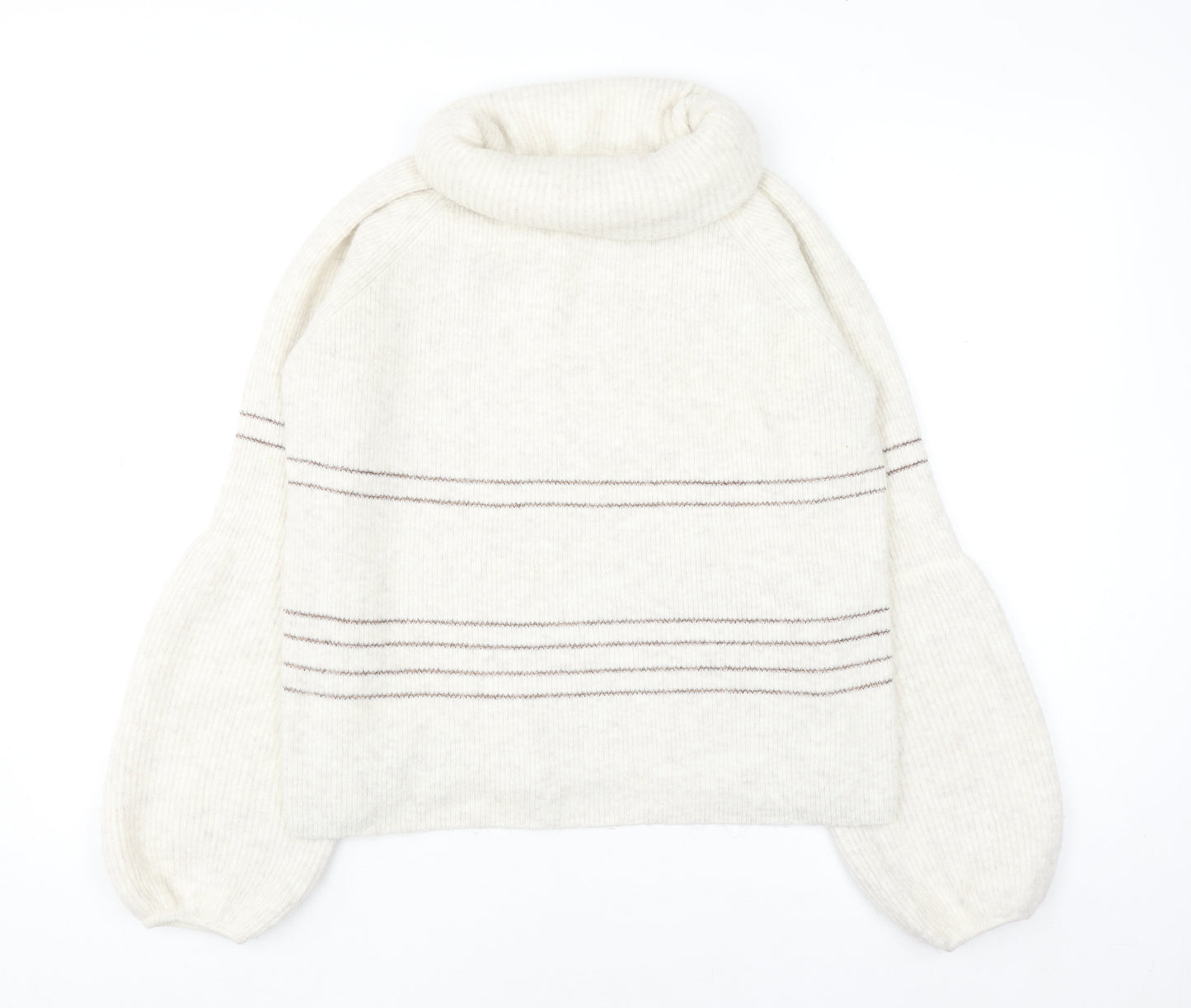 AND/OR Women’s Ivory Roll Neck Striped Knit Jumper Size 8