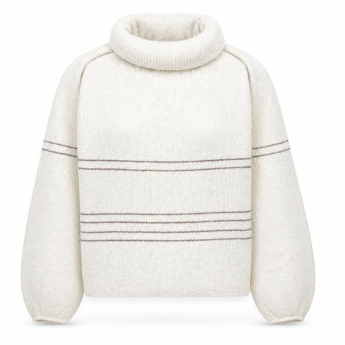 AND/OR Women’s Ivory Roll Neck Striped Knit Jumper Size 8