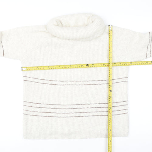 AND/OR Women’s Ivory Roll Neck Striped Knit Jumper Size 8