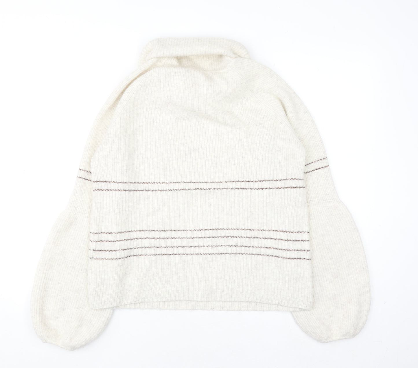 AND/OR Women’s Ivory Roll Neck Striped Knit Jumper Size 8