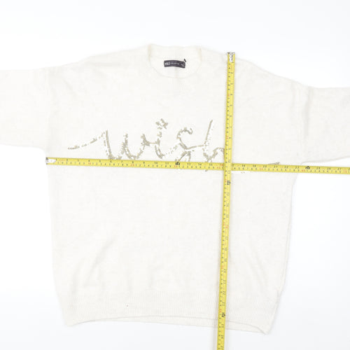 Marks and Spencer Women’s Ivory Sequin Wish Pullover Jumper Size L