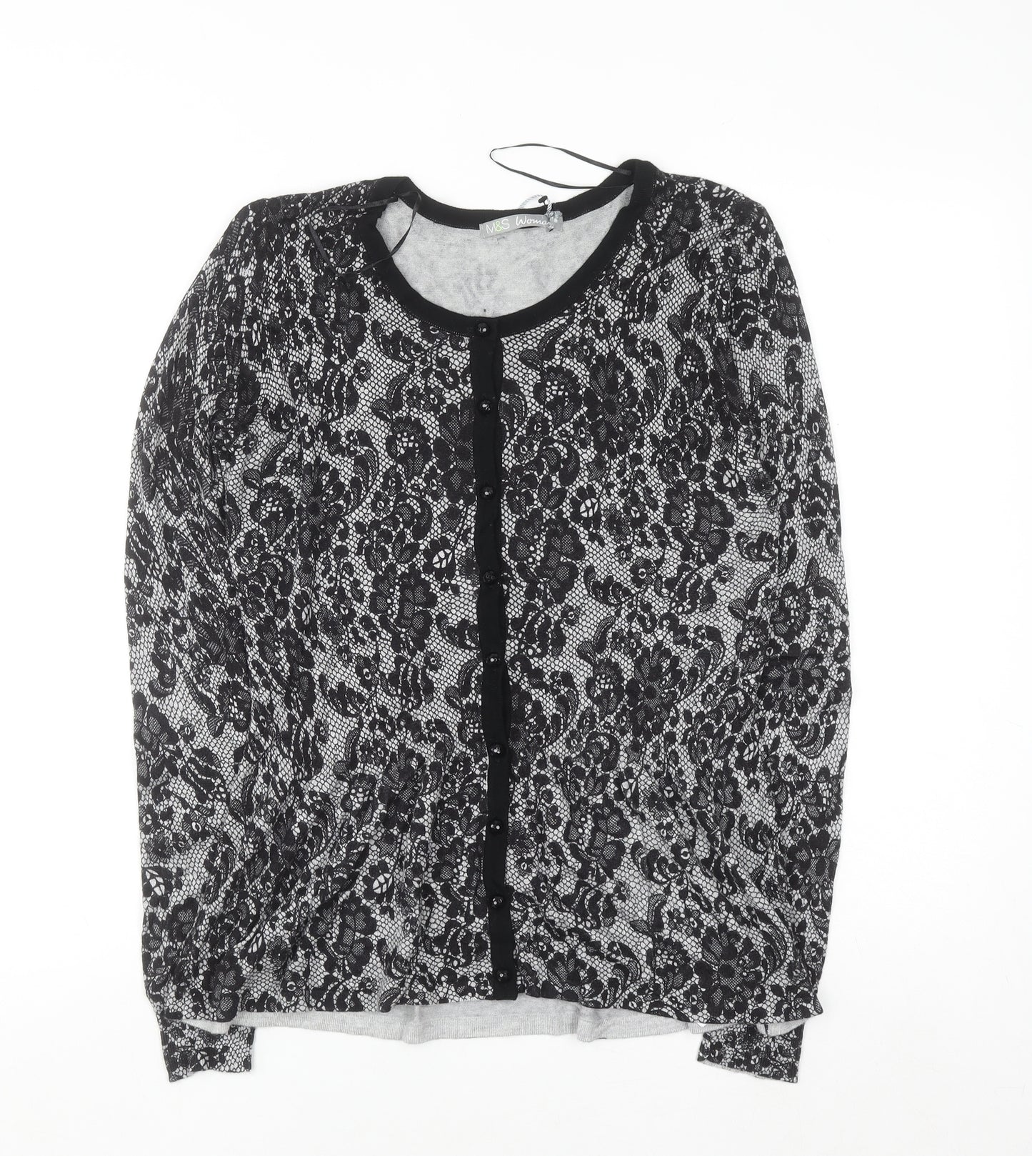 Marks and Spencer Womens Grey Lace Floral Cardigan UK 10