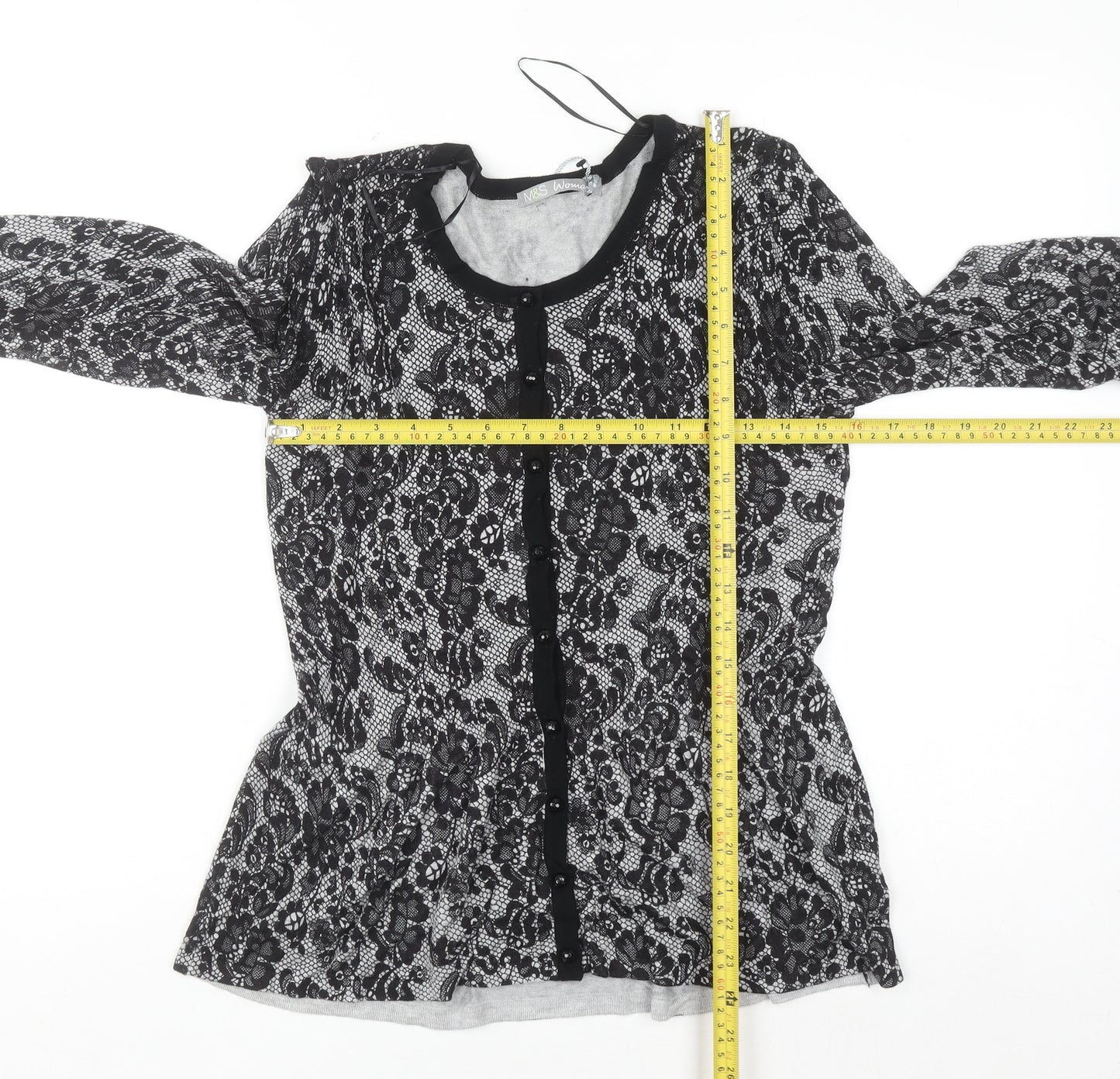 Marks and Spencer Womens Grey Lace Floral Cardigan UK 10