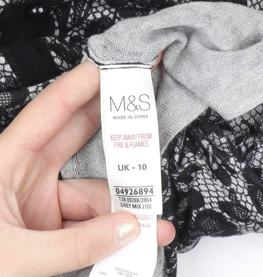 Marks and Spencer Womens Grey Lace Floral Cardigan UK 10