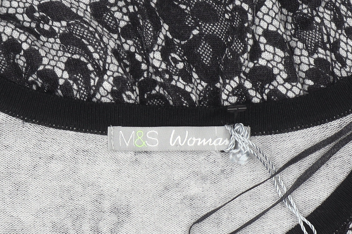 Marks and Spencer Womens Grey Lace Floral Cardigan UK 10