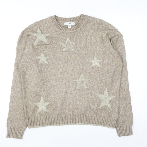 Marks and Spencer Womens Beige Star Knit Jumper Medium