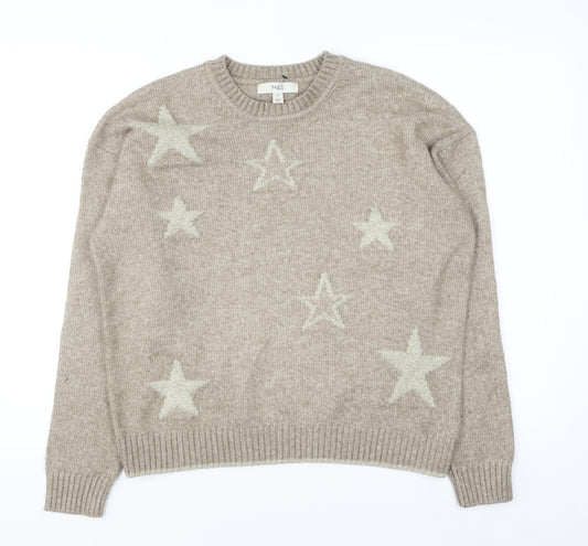 Marks and Spencer Womens Beige Star Knit Jumper Medium