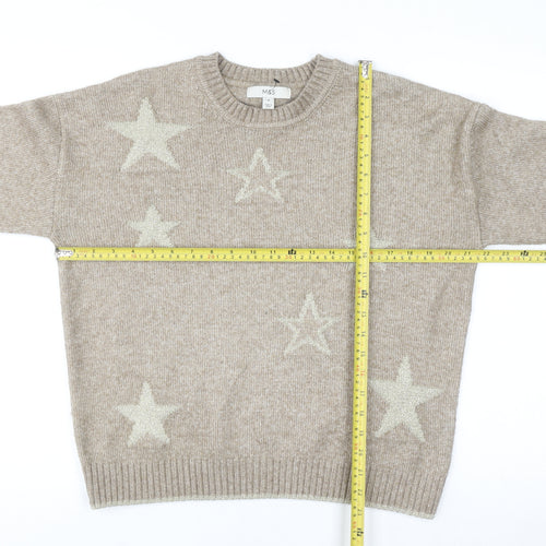Marks and Spencer Womens Beige Star Knit Jumper Medium