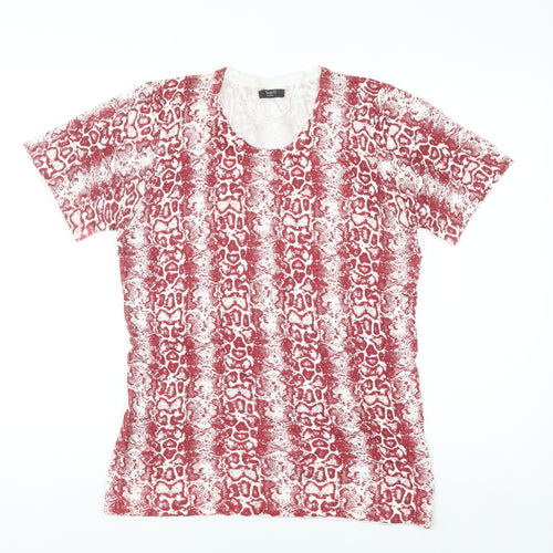 Happy D by Damart Womens Red Animal Print Viscose T-Shirt Size 14/16