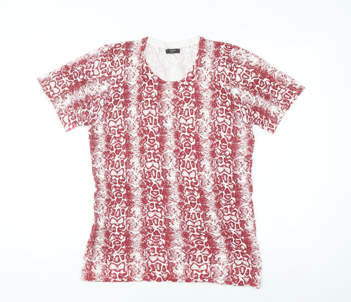 Happy D by Damart Womens Red Animal Print Viscose T-Shirt Size 14/16