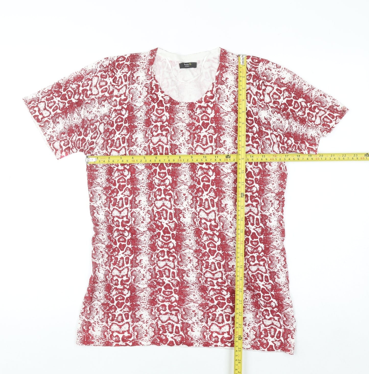 Happy D by Damart Womens Red Animal Print Viscose T-Shirt Size 14/16
