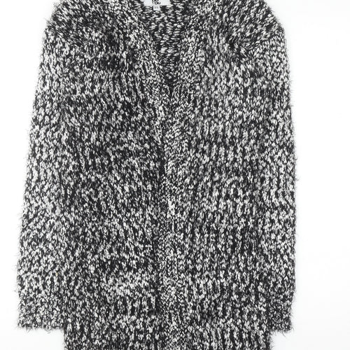 Be You Women’s Black White Chunky Knit Open Cardigan Size 8-10