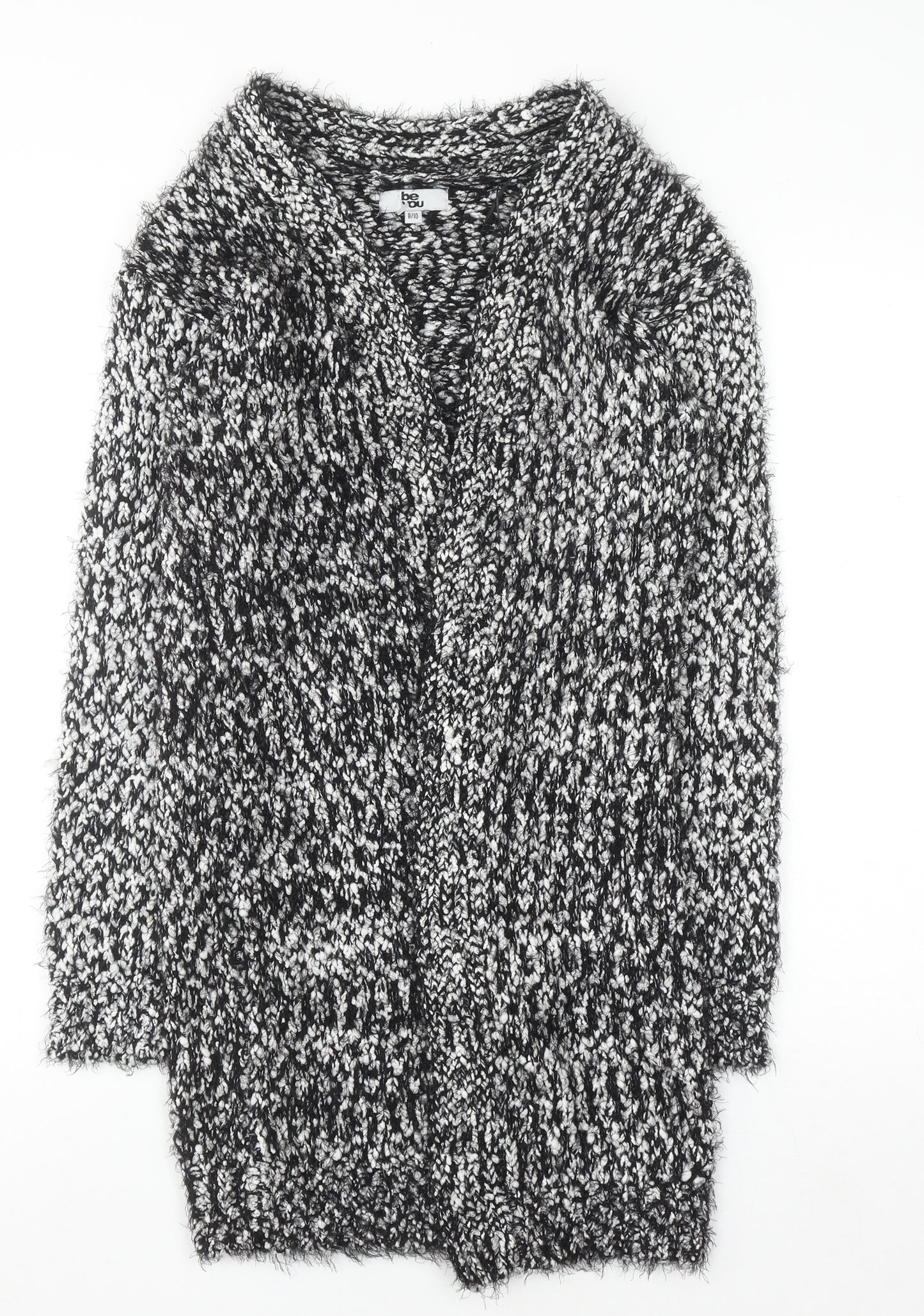 Be You Women’s Black White Chunky Knit Open Cardigan Size 8-10